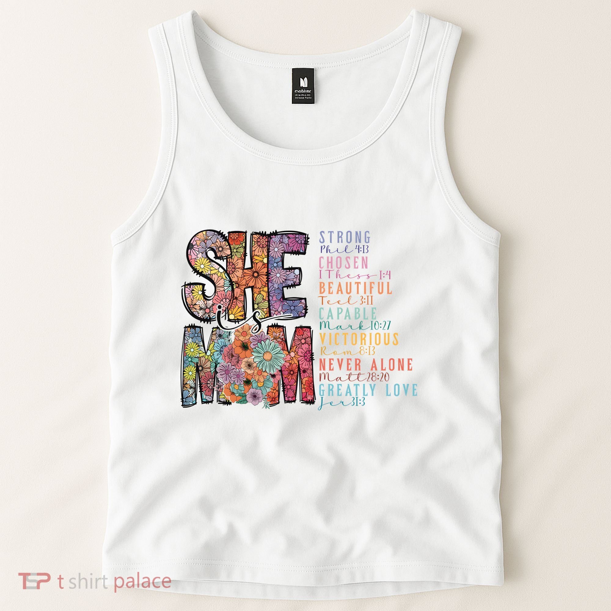 She Is Mom She Is Strong Bible Verse Mom Tank Top
