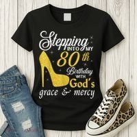 Stepping Into My 80th Birthday With God's Grace And Mercy Women's T-Shirt thumb 3