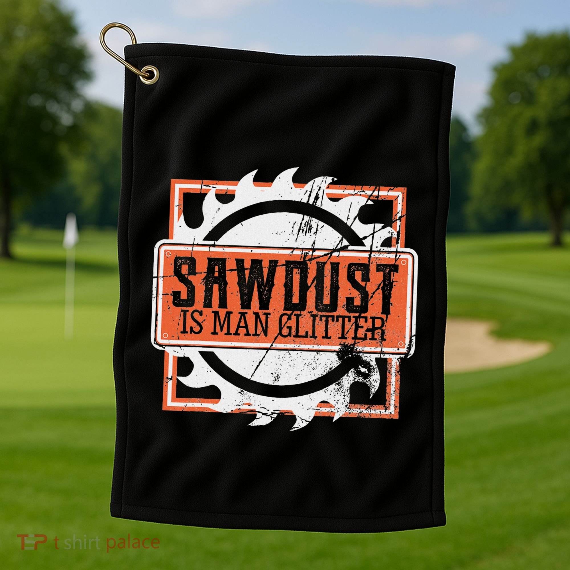 Sawdust Is Man Woodworking Or Carpenter Gift Golf Towel
