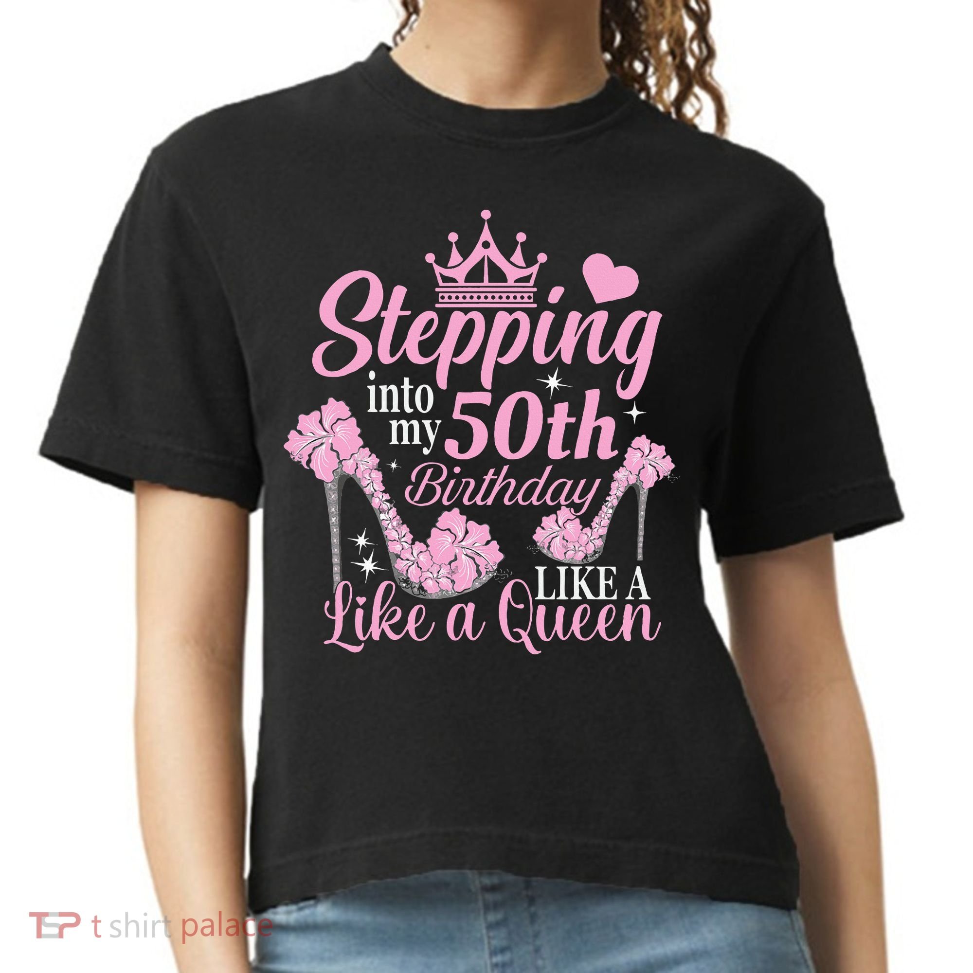 Stepping Into My 50Th Birthday Like A Queen Comfort Colors Boxy T-Shirt