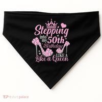 Stepping Into My 50Th Birthday Like A Queen USA-Made Doggie Bandana thumb 0