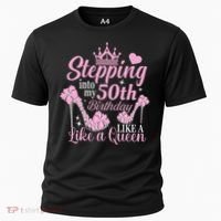 Stepping Into My 50Th Birthday Like A Queen Cooling Performance Crew T-Shirt thumb 0