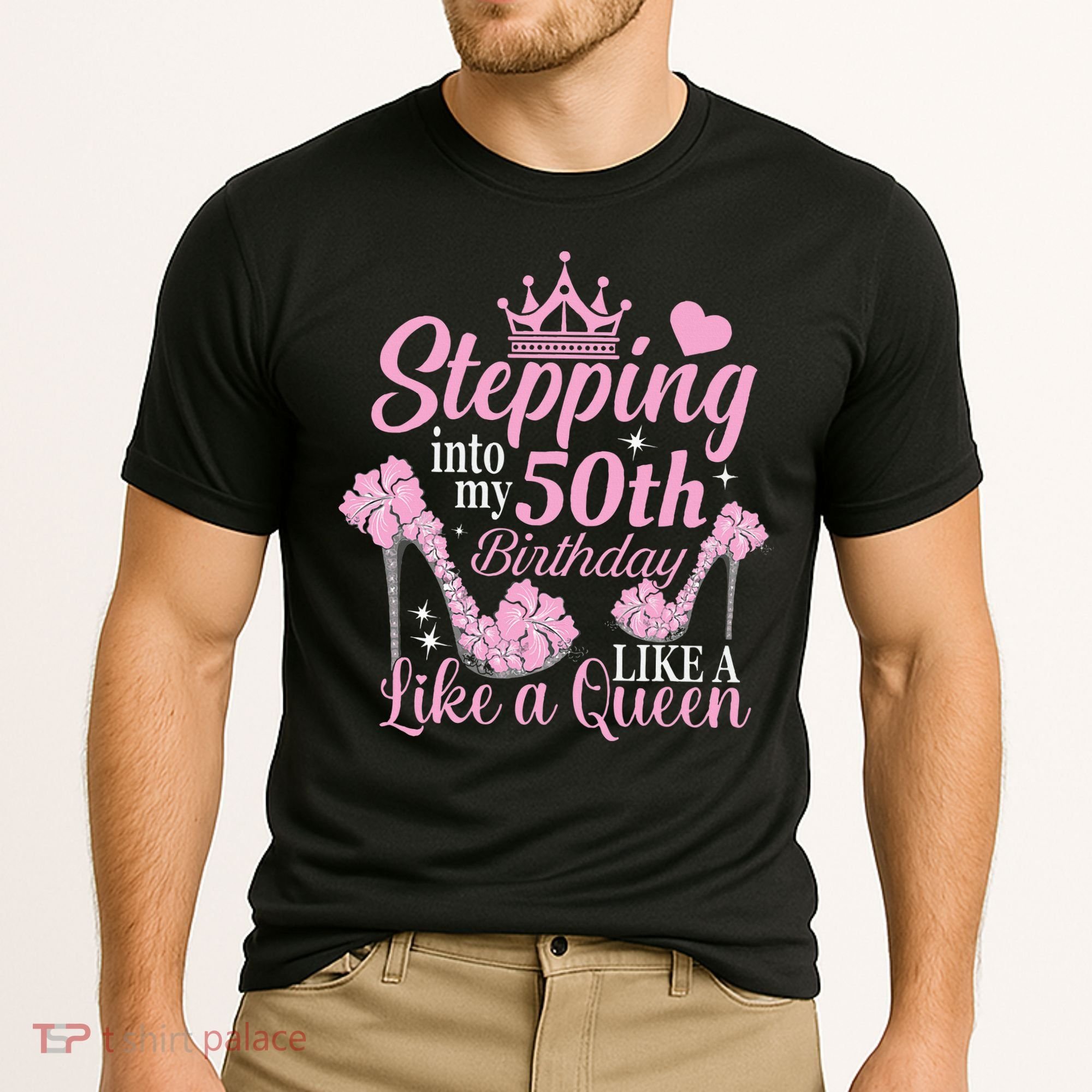 Stepping Into My 50Th Birthday Like A Queen Cooling Performance Crew T-Shirt