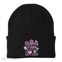 Stepping Into My 50Th Birthday Like A Queen Beanie thumb 0