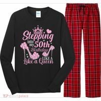 Stepping Into My 50Th Birthday Like A Queen Long Sleeve Pajama Set thumb 0