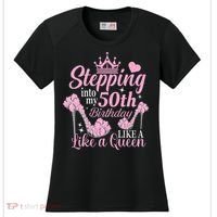 Stepping Into My 50Th Birthday Like A Queen Women's Cooling Performance Crew T-Shirt thumb 0