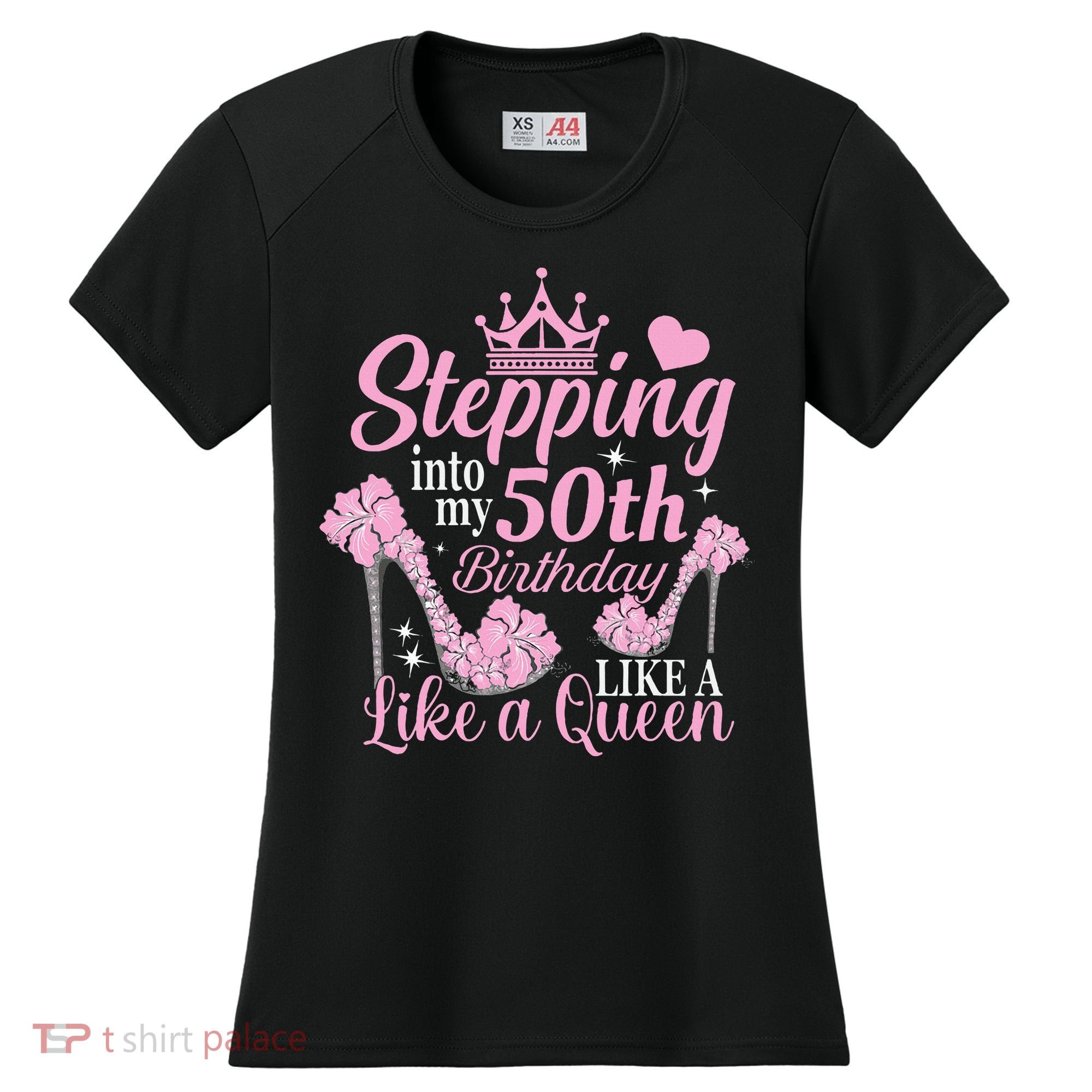 Stepping Into My 50Th Birthday Like A Queen Women's Cooling Performance Crew T-Shirt