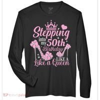 Stepping Into My 50Th Birthday Like A Queen Zone Performance Long-Sleeve T-Shirt thumb 0
