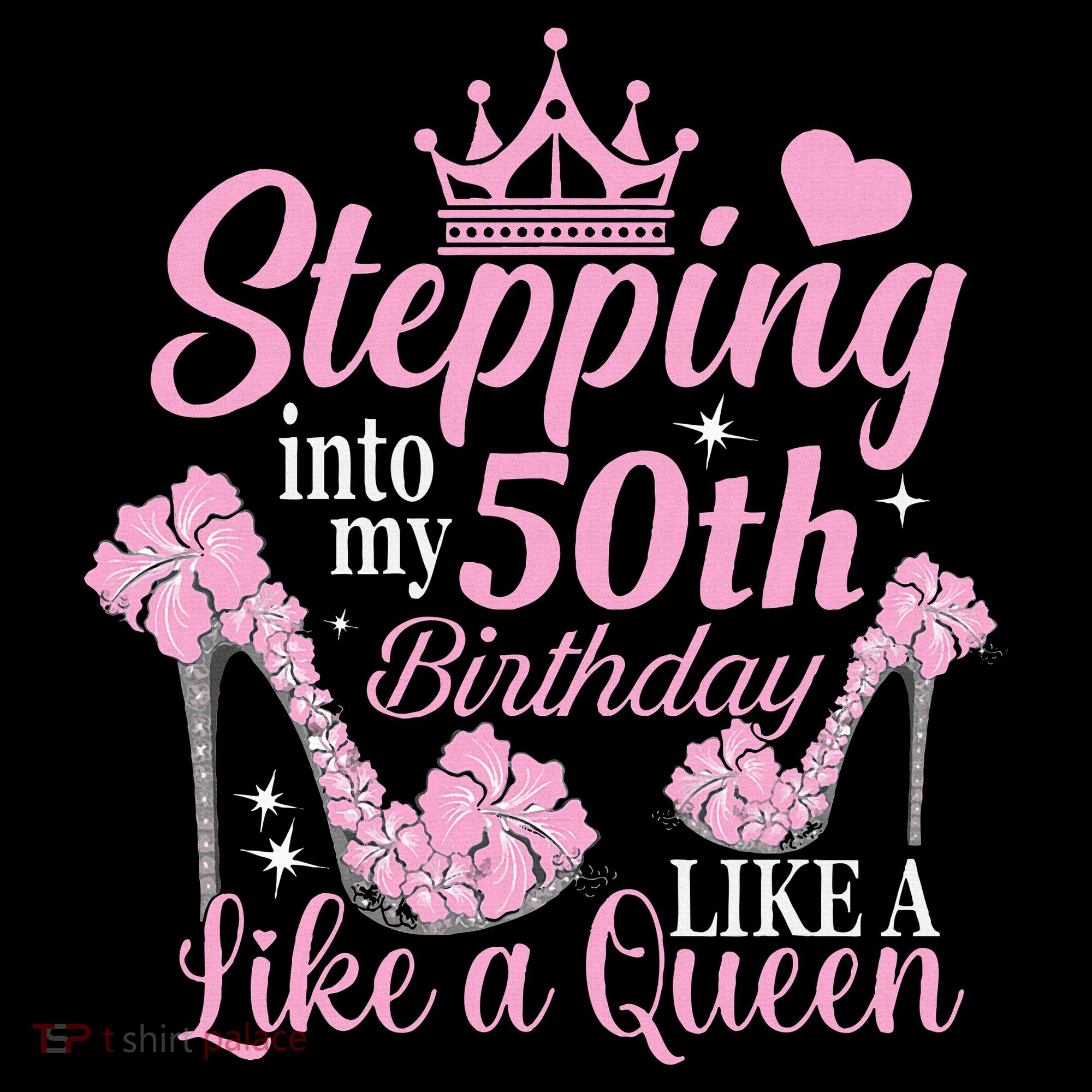 Stepping Into My 50Th Birthday Like A Queen Cropped Pullover Crew