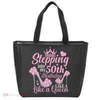 Stepping Into My 50Th Birthday Like A Queen Tote Bag thumb 0