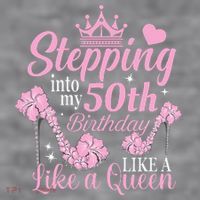 Stepping Into My 50Th Birthday Like A Queen Women's Racerback Cropped Tank thumb 2