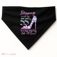 Stepping Into My 55th  Birthday Like A Queen USA-Made Doggie Bandana thumb 0