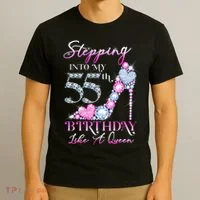 Stepping Into My 55th  Birthday Like A Queen T-Shirt thumb 3