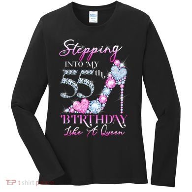 Stepping Into My 55th  Birthday Like A Queen Women's Long Sleeve Shirt
