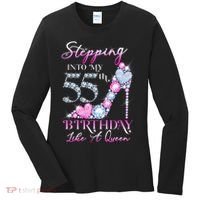 Stepping Into My 55th  Birthday Like A Queen Women's Long Sleeve Shirt thumb 0