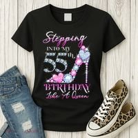 Stepping Into My 55th  Birthday Like A Queen Women's T-Shirt thumb 3