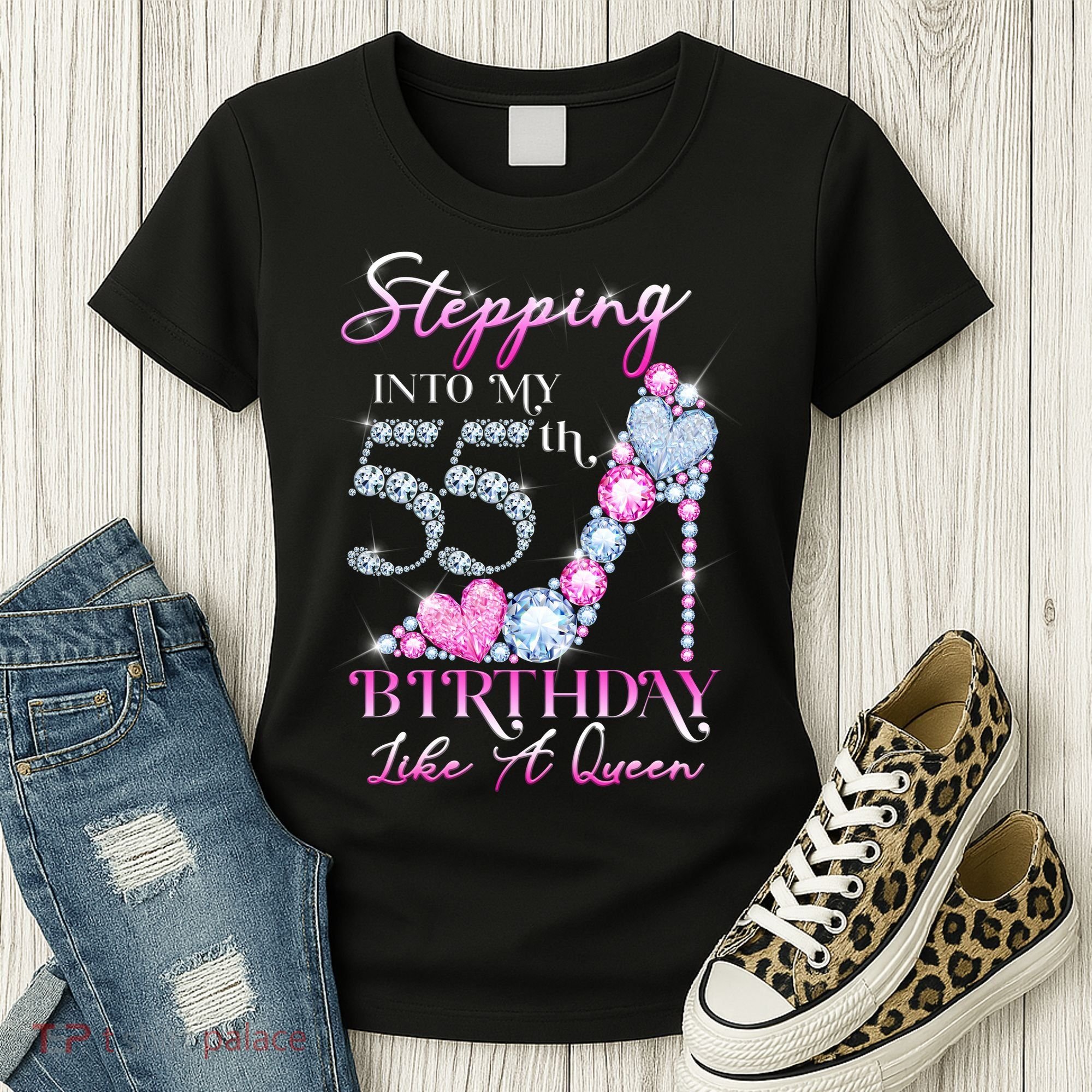 Stepping Into My 55th  Birthday Like A Queen Women's T-Shirt