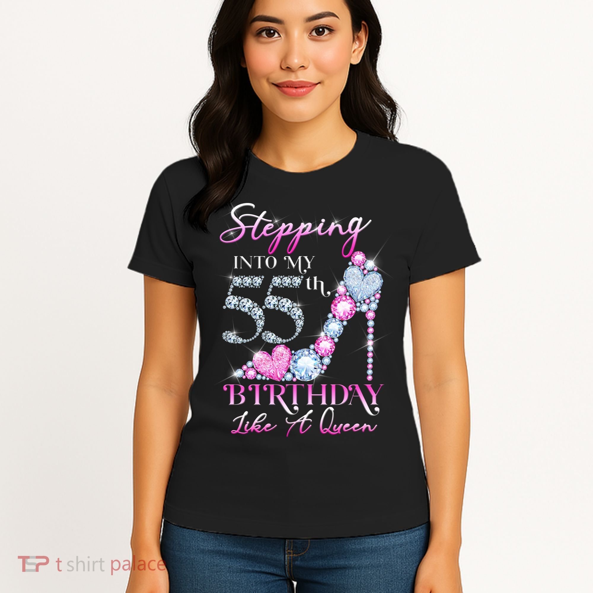 Stepping Into My 55th  Birthday Like A Queen Women's T-Shirt