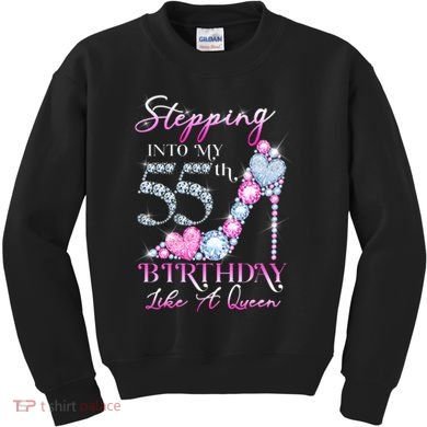Stepping Into My 55th  Birthday Like A Queen Kids Sweatshirt