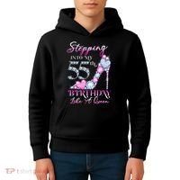 Stepping Into My 55th  Birthday Like A Queen Kids Hoodie thumb 4