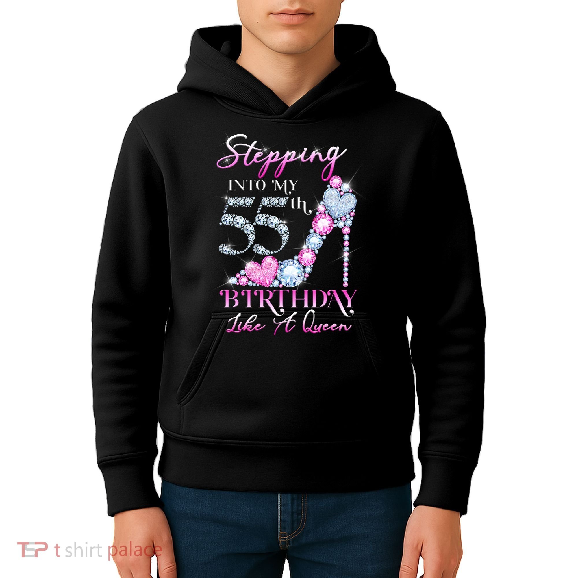 Stepping Into My 55th  Birthday Like A Queen Kids Hoodie