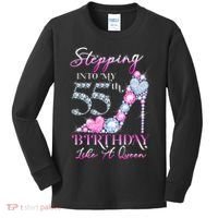 Stepping Into My 55th  Birthday Like A Queen Kids Long Sleeve Shirt thumb 0