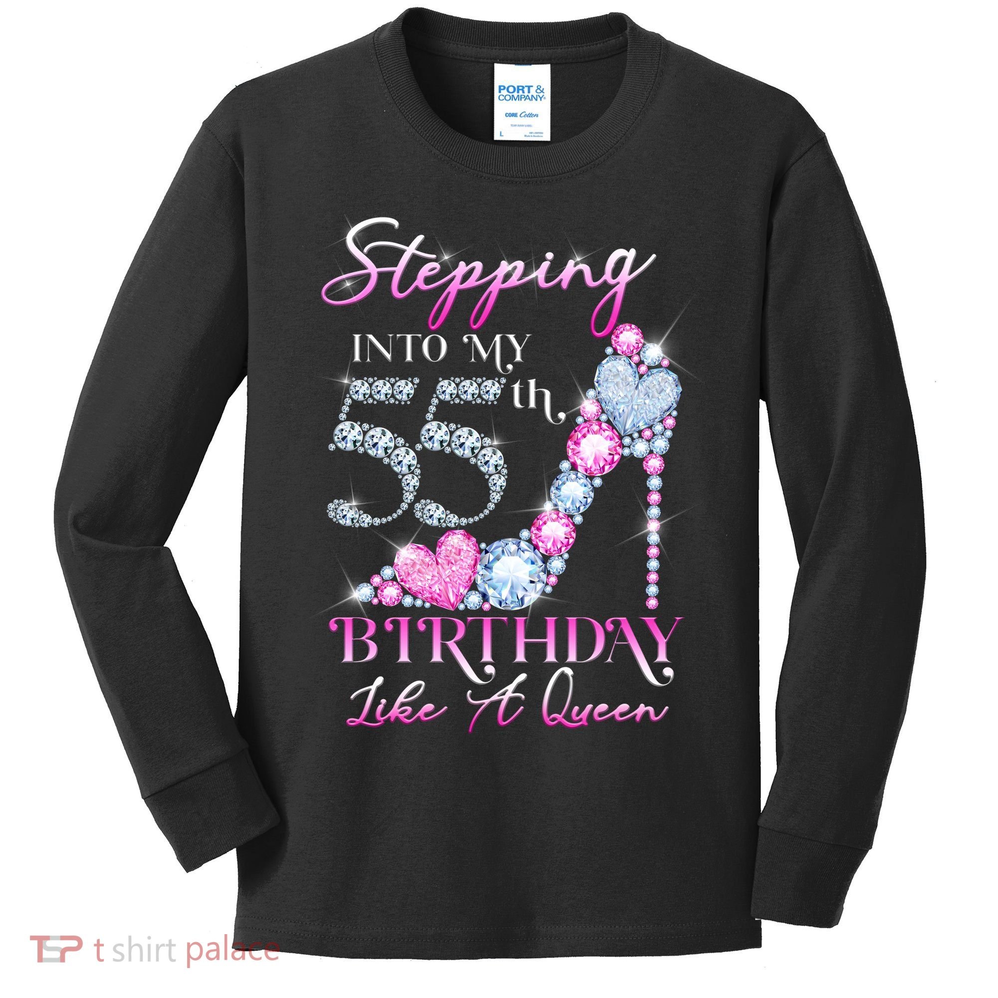 Stepping Into My 55th  Birthday Like A Queen Kids Long Sleeve Shirt