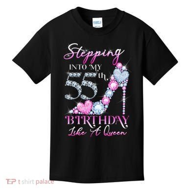 Stepping Into My 55th  Birthday Like A Queen Kids T-Shirt