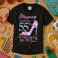 Stepping Into My 55th  Birthday Like A Queen Kids T-Shirt thumb 3