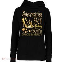 Stepping into my 90th birthday with God's grace & Mercy Womens Funnel Neck Pullover Hood thumb 0