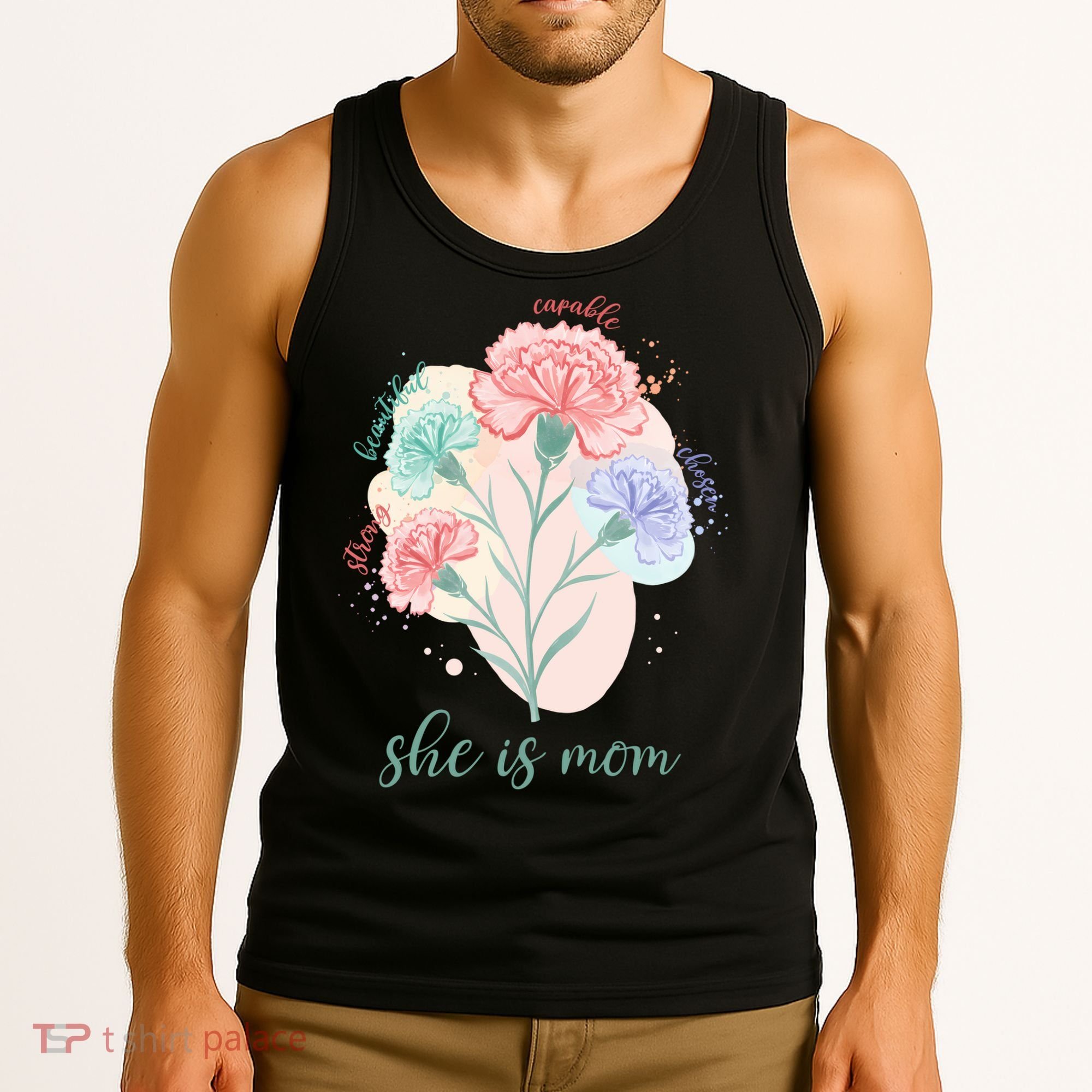 She Is Mom Mother's Day Gift Idea Family Tank Top