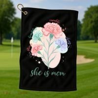 She Is Mom Mother's Day Gift Idea Family Golf Towel thumb 1