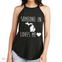 Someone In Michigan Loves Me! Cute State Gift Women's Perfect Tri Rocker Tank thumb 2