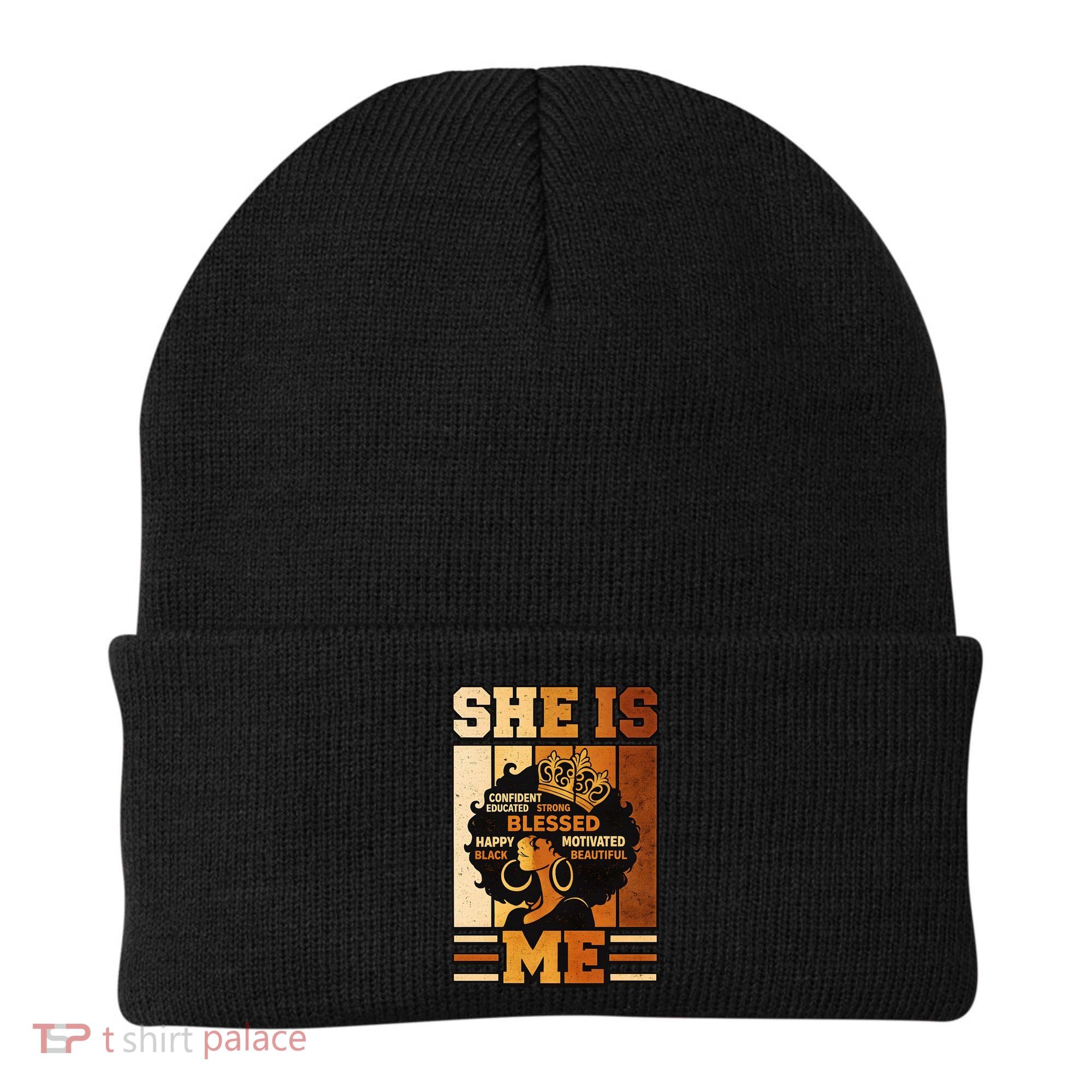 She Is Me Beautiful Blessed Melanin Queen Black History Beanie