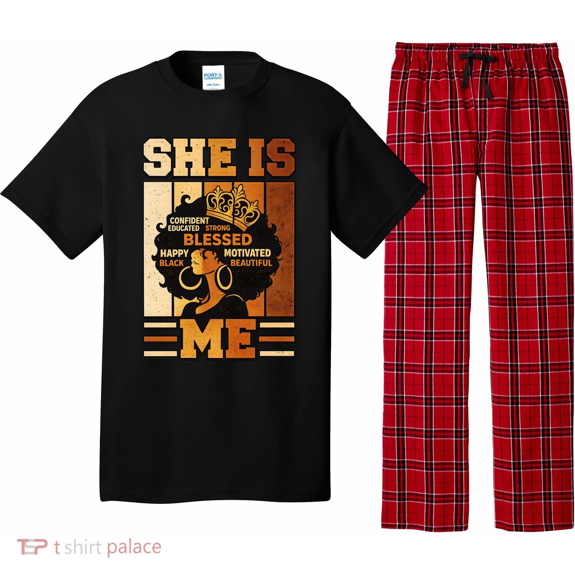 She Is Me Beautiful Blessed Melanin Queen Black History Pajama Set