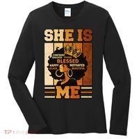She Is Me Beautiful Blessed Melanin Queen Black History Women's Long Sleeve Shirt thumb 0