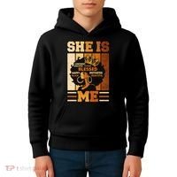 She Is Me Beautiful Blessed Melanin Queen Black History Kids Hoodie thumb 4