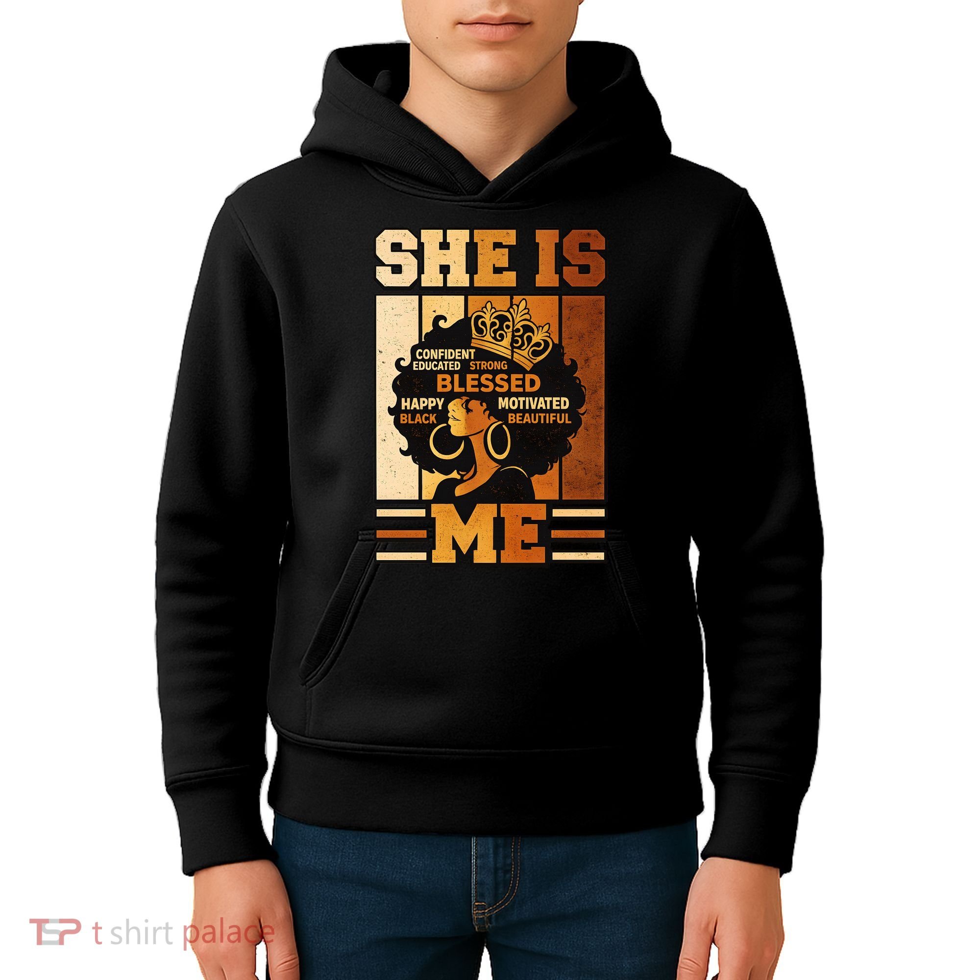 She Is Me Beautiful Blessed Melanin Queen Black History Kids Hoodie