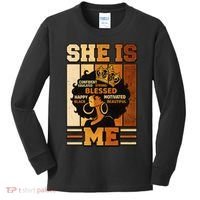 She Is Me Beautiful Blessed Melanin Queen Black History Kids Long Sleeve Shirt thumb 0