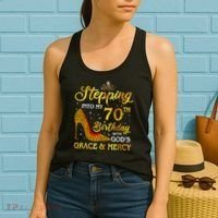 Stepping Into My 70th Birthday Gift Girls WoM.e.n 70 Year Old Women's Tank Top thumb 2