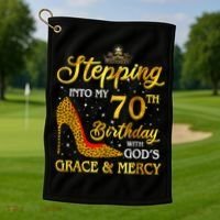 Stepping Into My 70th Birthday Gift Girls WoM.e.n 70 Year Old Golf Towel thumb 1