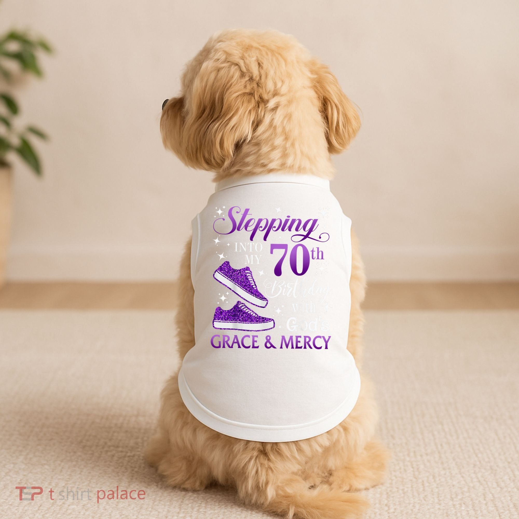 Stepping Into My 70th Birthday With God'S Grace & Mercy Girl Doggie Tank