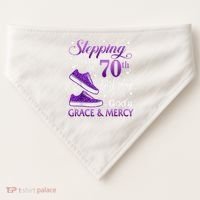 Stepping Into My 70th Birthday With God'S Grace & Mercy Girl USA-Made Doggie Bandana thumb 0