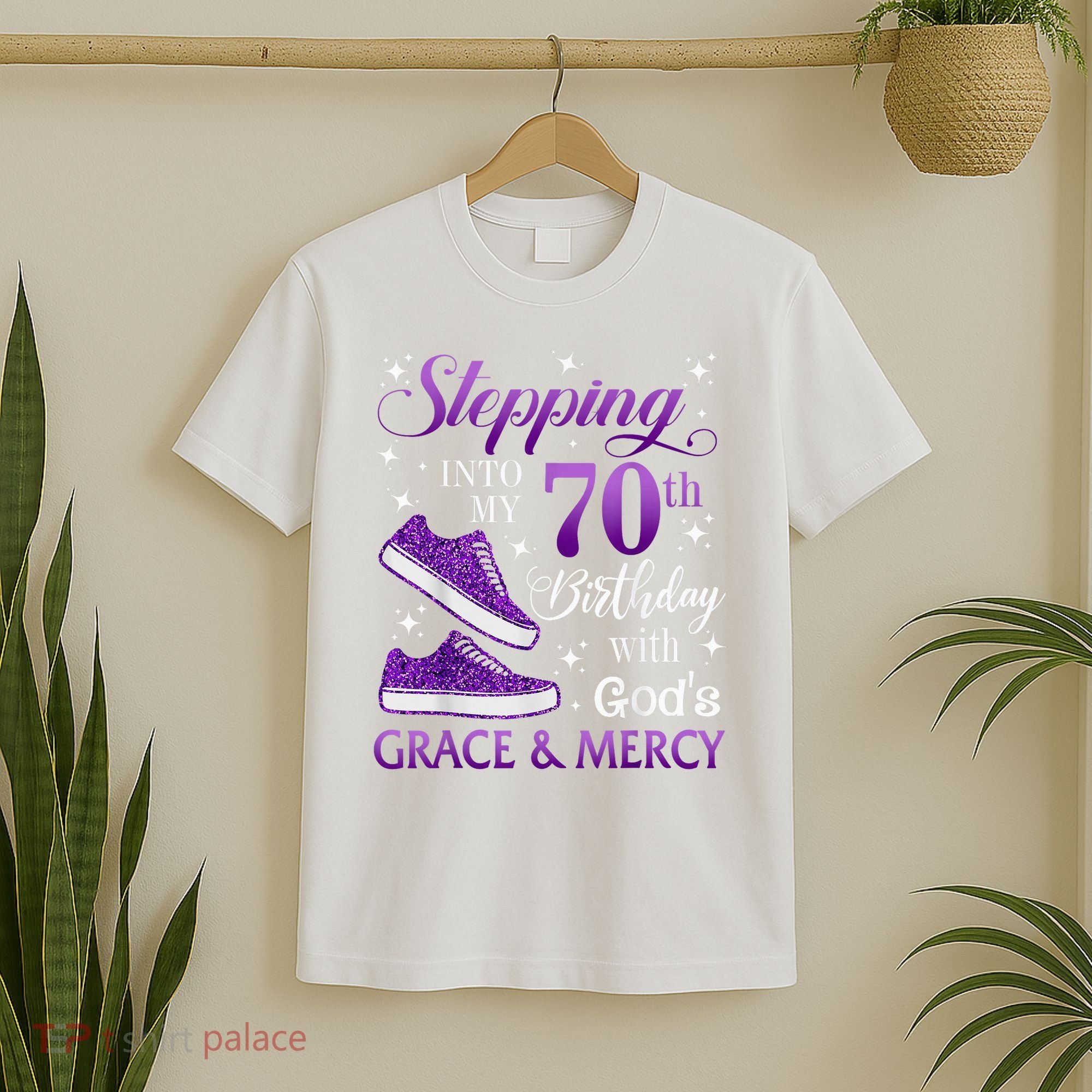 Stepping Into My 70th Birthday With God'S Grace & Mercy Girl T-Shirt