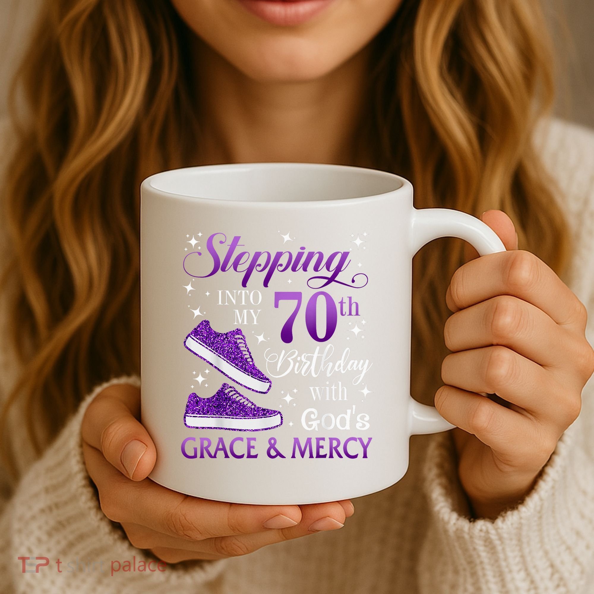 Stepping Into My 70th Birthday With God'S Grace & Mercy Girl Coffee Mug
