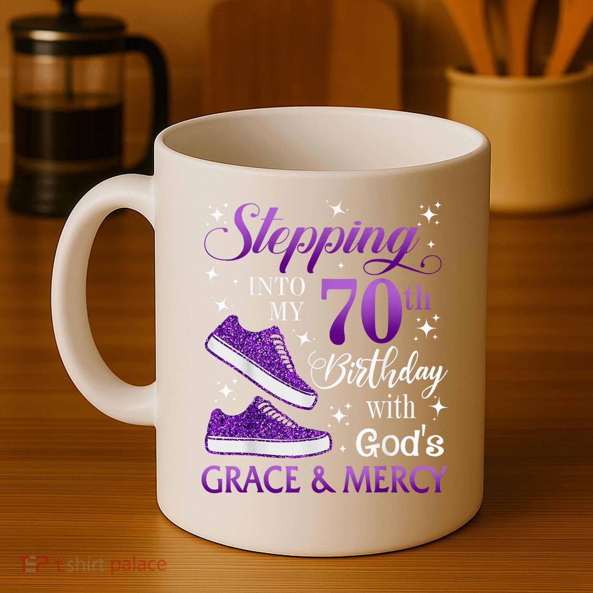 Stepping Into My 70th Birthday With God'S Grace & Mercy Girl Coffee Mug