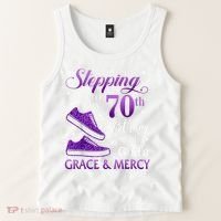 Stepping Into My 70th Birthday With God'S Grace & Mercy Girl Tank Top thumb 2