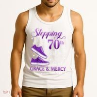 Stepping Into My 70th Birthday With God'S Grace & Mercy Girl Tank Top thumb 3