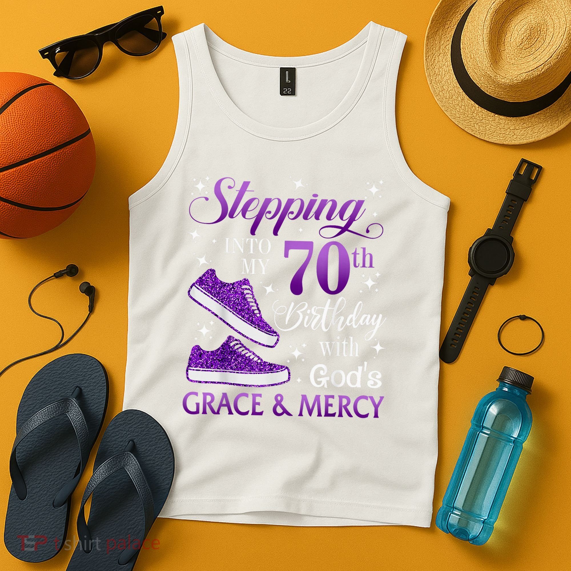 Stepping Into My 70th Birthday With God'S Grace & Mercy Girl Tank Top