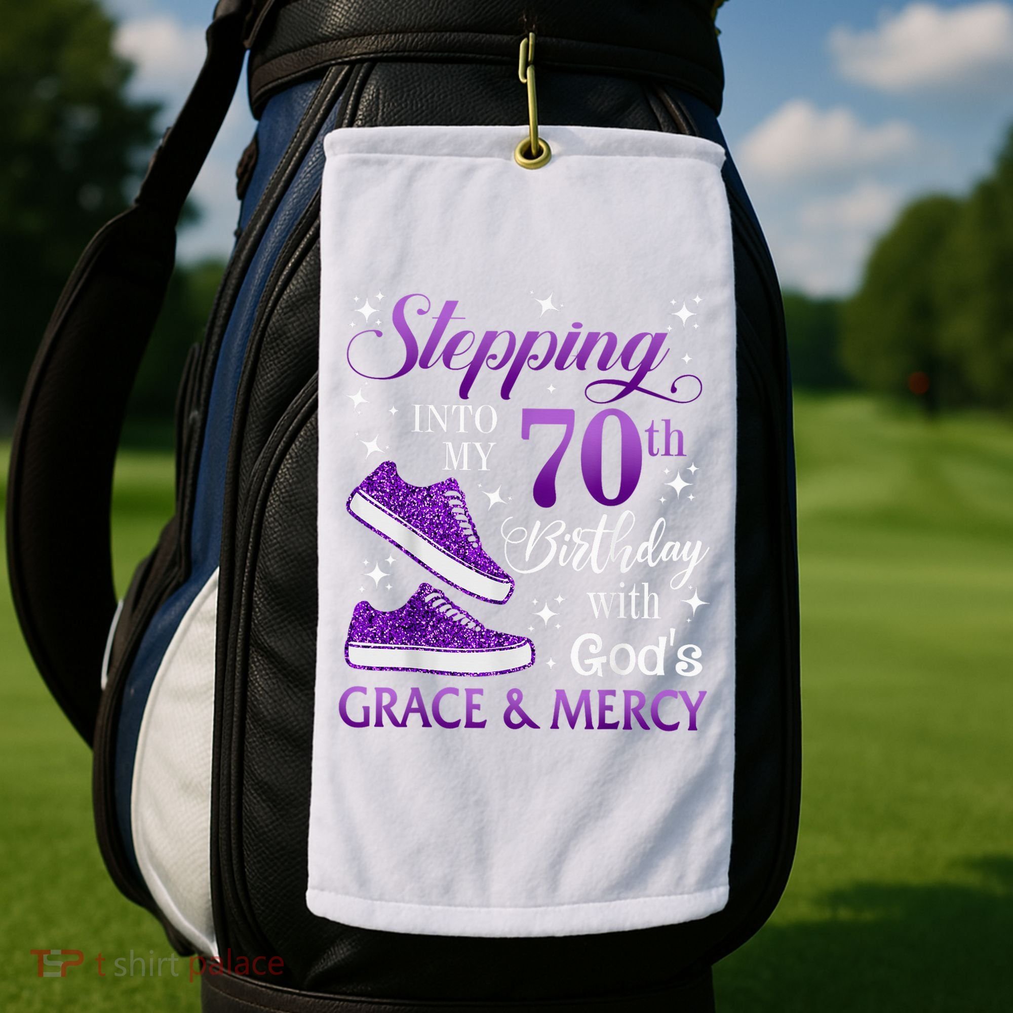 Stepping Into My 70th Birthday With God'S Grace & Mercy Girl Golf Towel